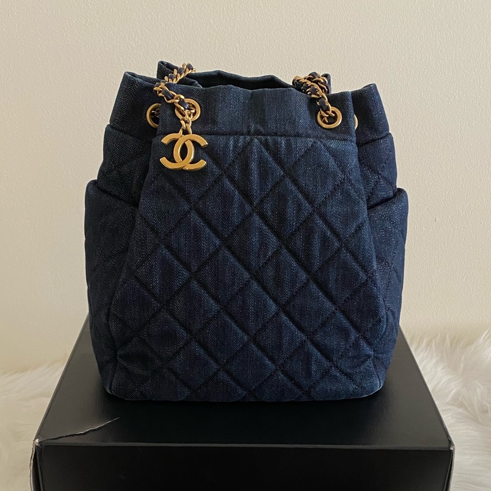 Authentic Chanel denim drawstring ( selling for donation)